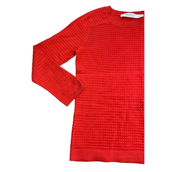 SIMONS CONTEMPORAINE Raised Bubble Sweater With Scoop Neck Red Size Small - Picture 4 of 12